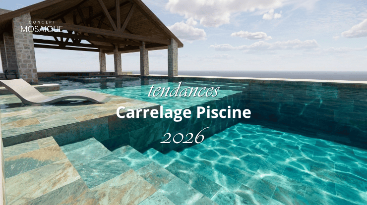 carrelage pierre de Bali piscine effet lagon 2026